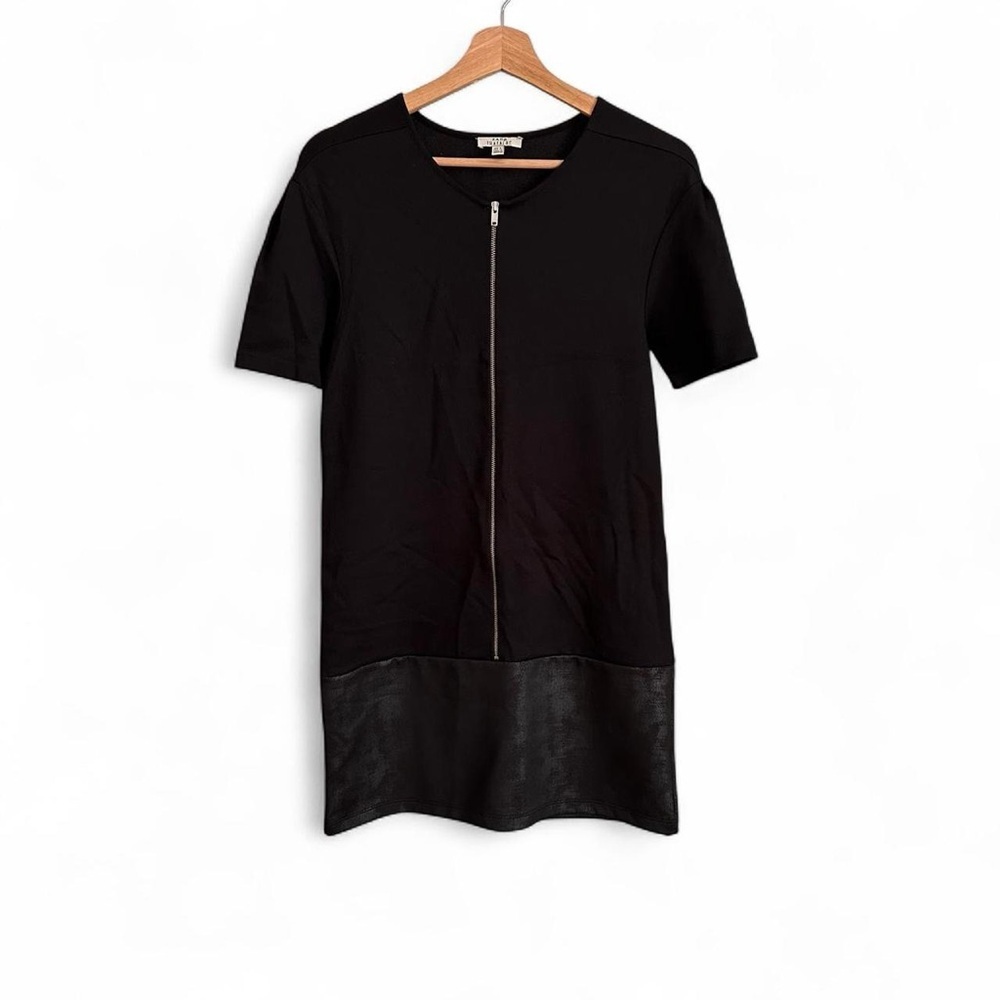 Zara Trafaluc Black Front Zipper Shift Short Sleeve Dress Small
